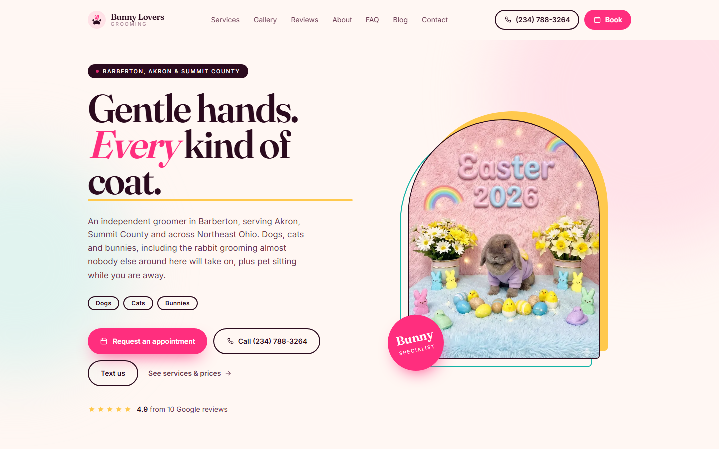 Bunny Lovers home page: Gentle hands. Every kind of coat.